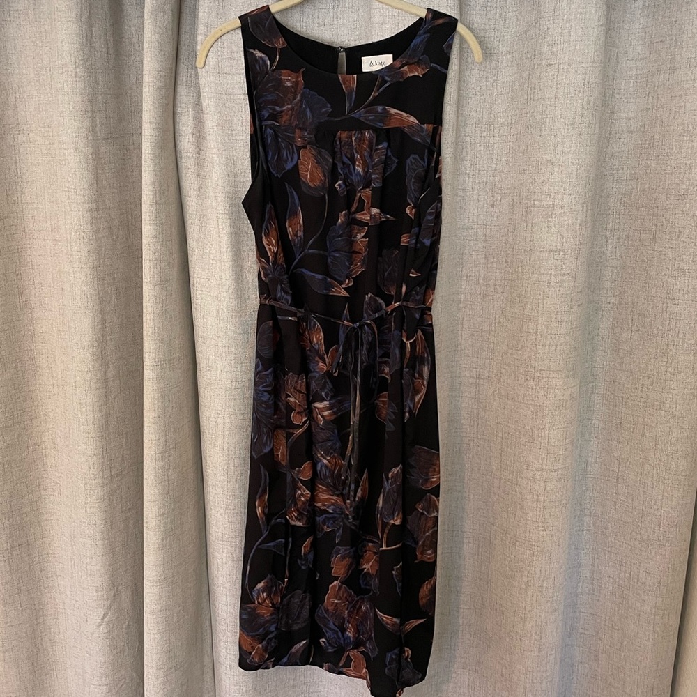 Midi Length Tie Waist Floral Shift Dress